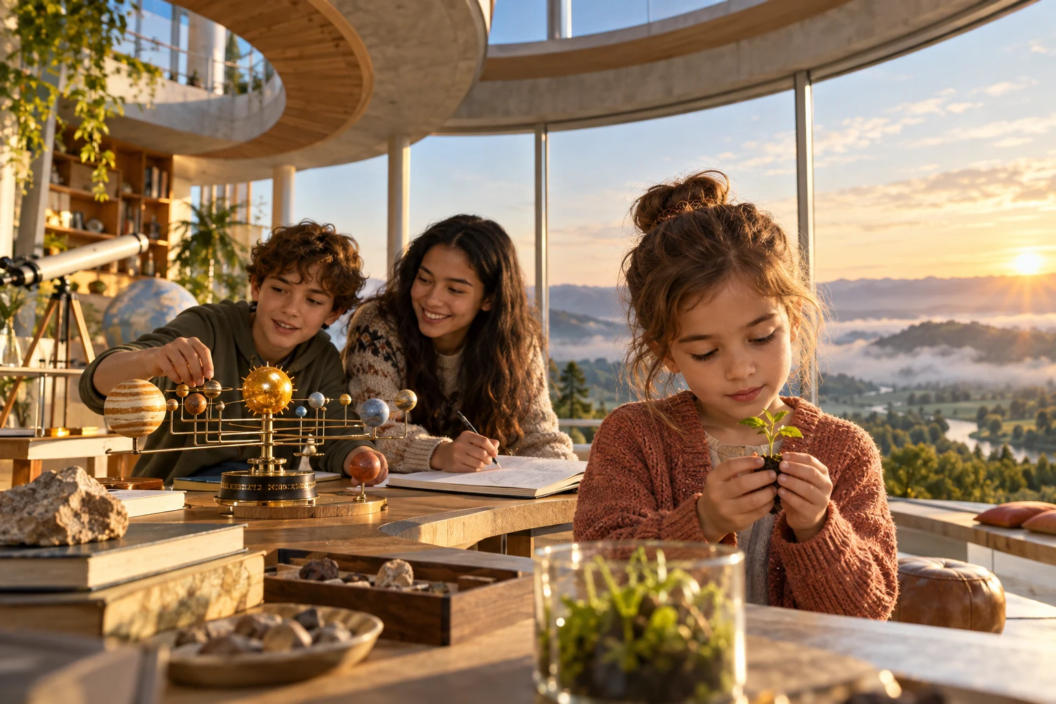 Дети разных возрастов исследуют растения и Солнечную систему
